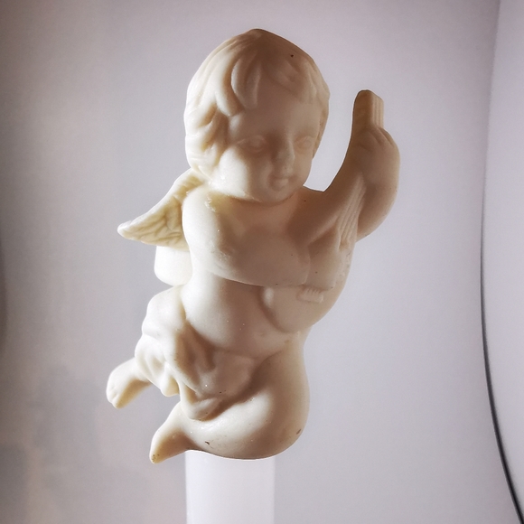 Pair Vintage Partylite Bisque Porcelain Cherub Angel Candle Followers / Huggers - Picture 12 of 14